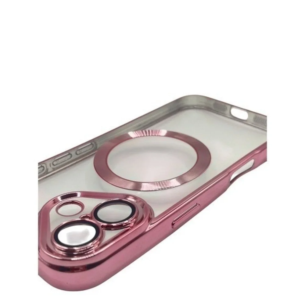 iPhone‎ 17 Clear Protective Case Pink Metallic Trim NEW